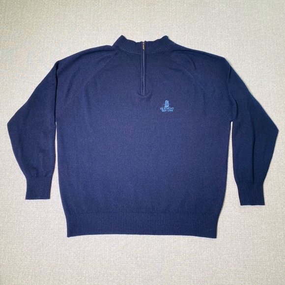 Old Head Golf Links Men’s Medium Glenbrae Merino Spirol Wool 1/4 Zip Sweater - Picture 1 of 7